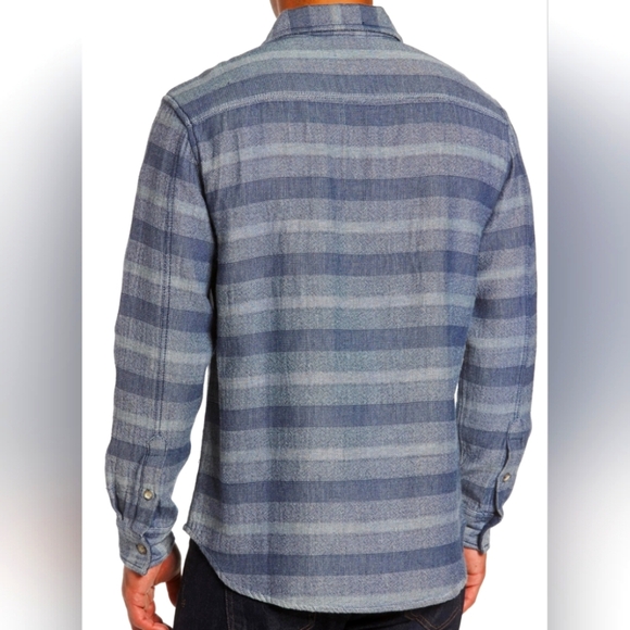 Johnnie-O Teton Shacket Shirt Stripe Button Down Collared Long Sleeve Pockets XL - Picture 2 of 15